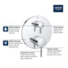 [29423000] TIMELESS PRESSURE BALANCE VALVE TRIM WITH 2-WAY DIVERTER WITH CARTRIDGE - GROHE StarLight Chrome
