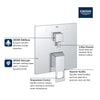 [29426000] EUROCUBE PRESSURE BALANCE VALVE TRIM WITH 3-WAY DIVERTER WITH CARTRIDGE - GROHE StarLight Chrome