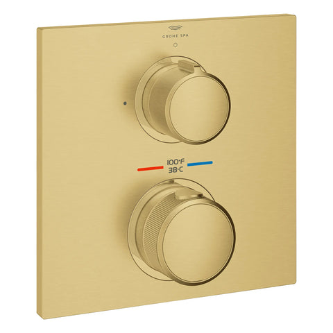 Allure Dual Function 2-Handle Thermostatic Valve Trim - Brushed Cool Sunrise