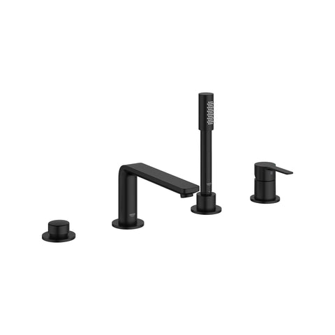 4-Hole Single-Handle Deck Mount Roman Tub Faucet with 1.75 GPM (6.6 L/min) Hand Shower - Matte Black