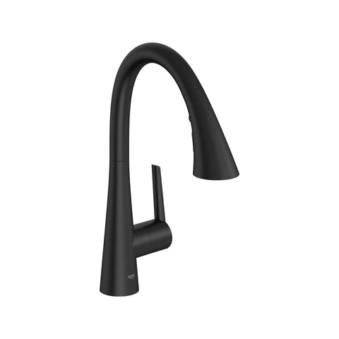 GROHE Zedra Single-Handle Pull Down Triple Spray Bar Faucet 1.75 GPM (6.6 L/min) - Matte Black