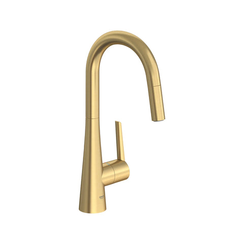 GROHE Zedra Single-Handle Pull Down Kitchen Faucet Dual Spray 1.75 GPM (6.6 L/min) - Brushed Cool Sunrise