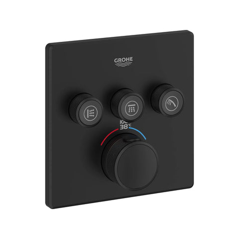 Triple Function Thermostatic Valve Trim - Matte Black