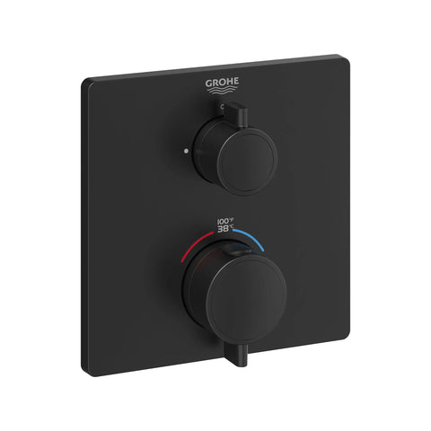 Dual Function 2-Handle Thermostatic Valve Trim - Matte Black