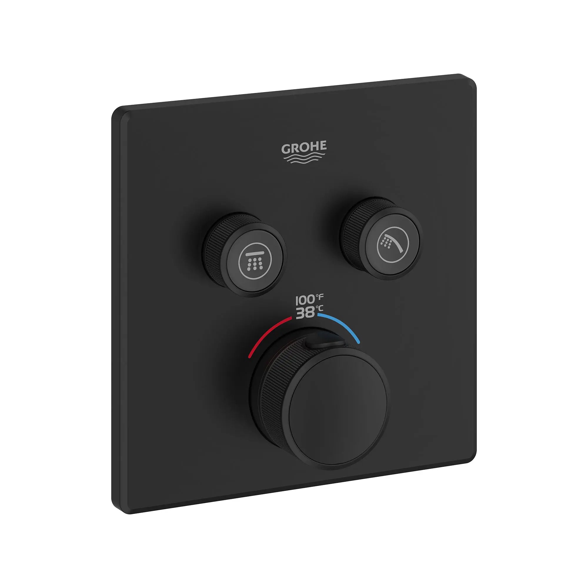 Dual Function Thermostatic Valve Trim // MATTE BLACK // 161588_Grohtherm_SiloRight_291412430_0001_Feb2023_0_CDNwebp.webp