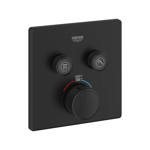 Dual Function Thermostatic Valve Trim - Matte Black