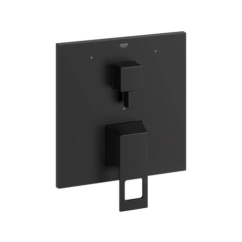 EUROCUBE PRESSURE BALANCE VALVE TRIM WITH 3-WAY DIVERTER WITH CARTRIDGE - Matte Black