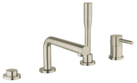4-Hole Single-Handle Deck Mount Roman Tub Faucet with 1.75 GPM (6.6 L/min) Hand Shower - Brushed Nickel InfinityFinish
