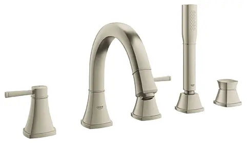 5-Hole 2-Handle Deck Mount Roman Tub Faucet with 6.6 L/min (1.75 gpm) Hand Shower // BRUSHED NICKEL INFINITYFINISH // 161998_19919EN0_0_CDNwebp.webp
