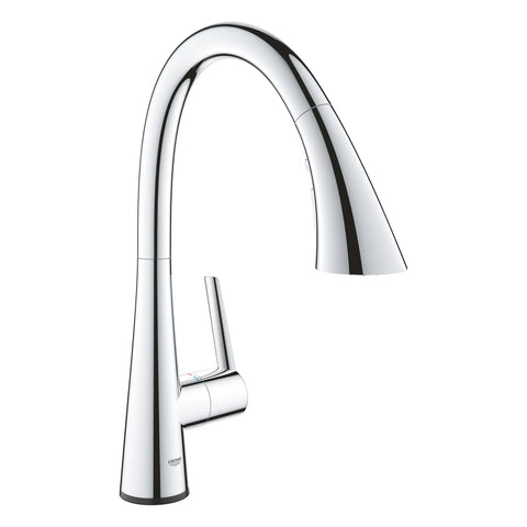 Single-Handle Pull Down Kitchen Faucet Triple Spray 6.6 L/min (1.75 gpm) with Touch Technology - GROHE StarLight Chrome