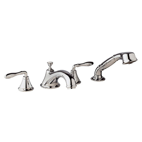 4-Hole 2-Handle Deck Mount Roman Tub Faucet with 2.5 GPM Hand Shower - GROHE StarLight Chrome