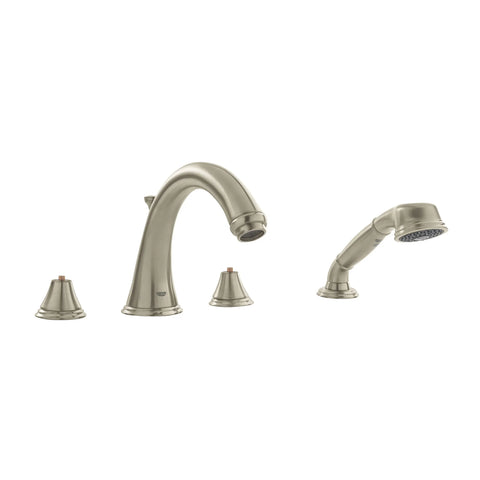 4-Hole 2-Handle Deck Mount Roman Tub Faucet with 1.75 GPM Hand Shower - Brushed Nickel InfinityFinish