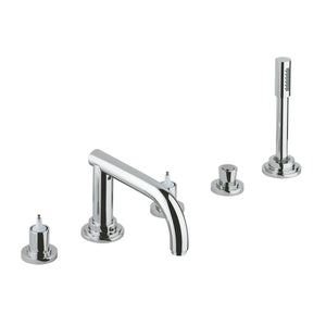 [25049001] 5-Hole 2-Handle Deck Mount Roman Tub Faucet with 1.75 GPM Hand Shower - GROHE StarLight Chrome