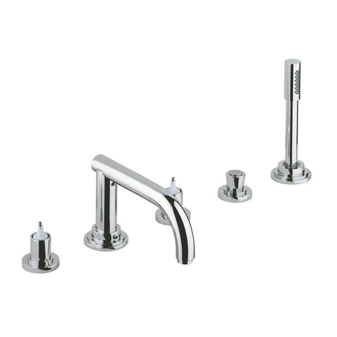 5-Hole 2-Handle Deck Mount Roman Tub Faucet with 1.75 GPM Hand Shower - GROHE StarLight Chrome