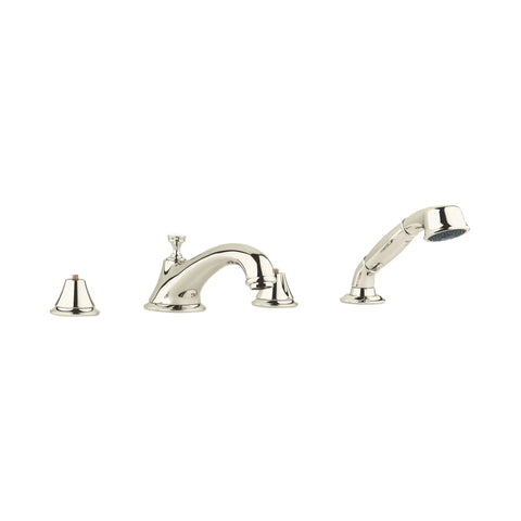4-Hole 2-Handle Deck Mount Roman Tub Faucet with 1.75 GPM Hand Shower - Polished Nickel InfinityFinish