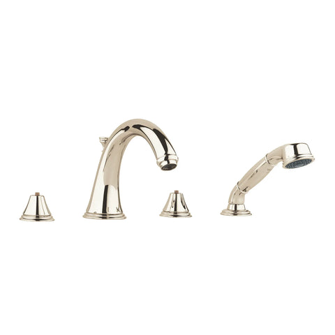 4-Hole 2-Handle Deck Mount Roman Tub Faucet with 1.75 GPM Hand Shower - Polished Nickel InfinityFinish