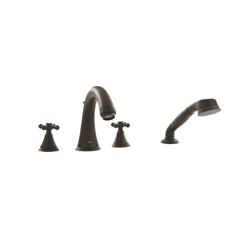 4-Hole 2-Handle Deck Mount Roman Tub Faucet with 1.75 GPM Hand Shower - Oil Rubbed Bronze