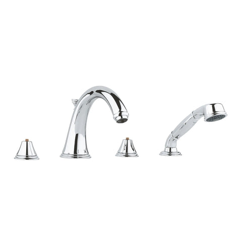4-Hole 2-Handle Deck Mount Roman Tub Faucet with 1.75 GPM Hand Shower - GROHE StarLight Chrome