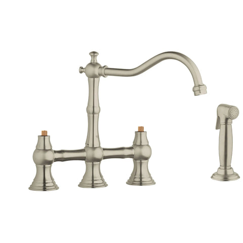 2-Handle Kitchen Faucet 2.2 GPM with Side Spray - Brushed Nickel InfinityFinish