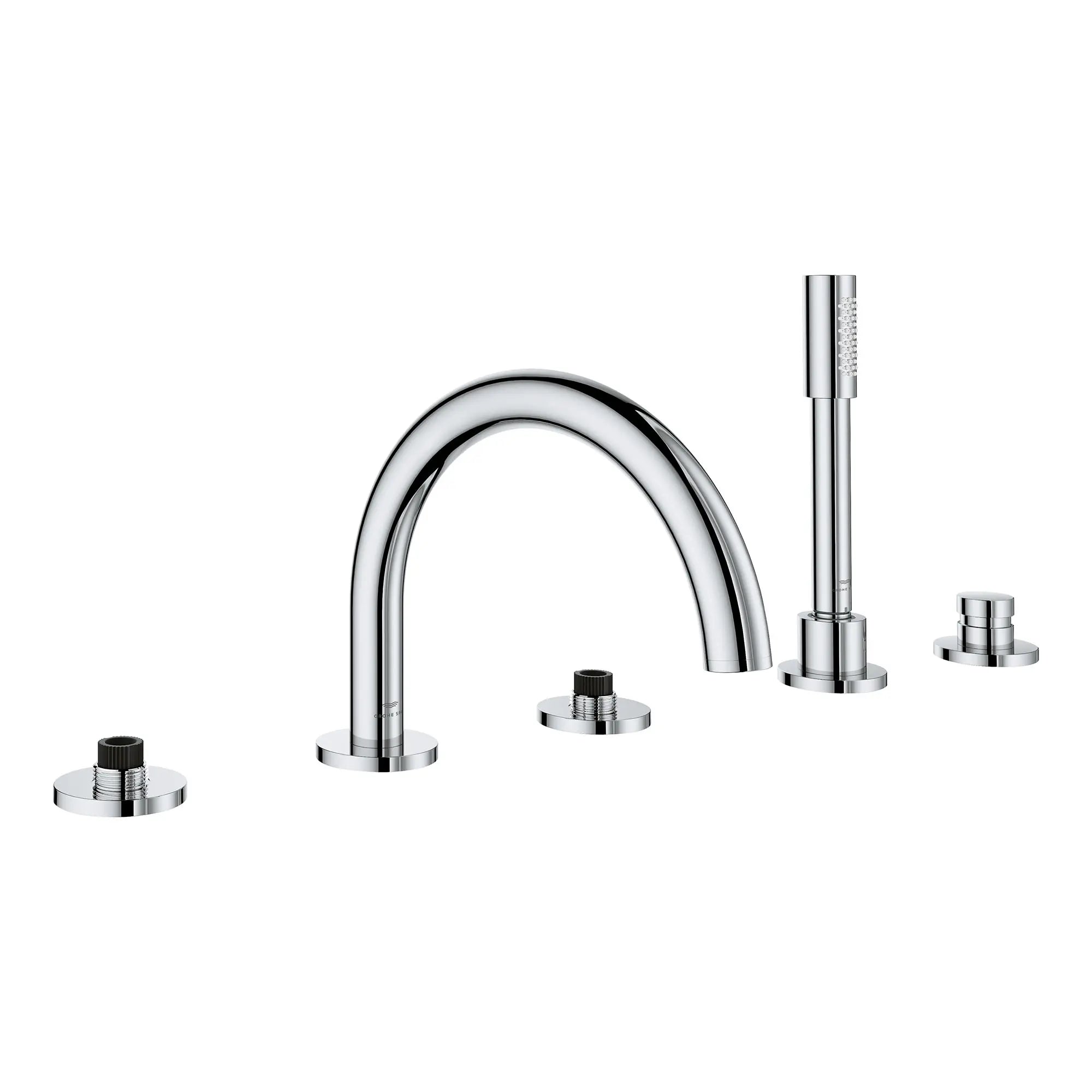 5-Hole 2-Handle Deck Mount Roman Tub Faucet with 6.6 L/min (1.75 GPM) Hand Shower // GROHE STARLIGHT CHROME // 163441_Atrio_SiloRight_25274000_003_Feb2023_0_CDNwebp.webp