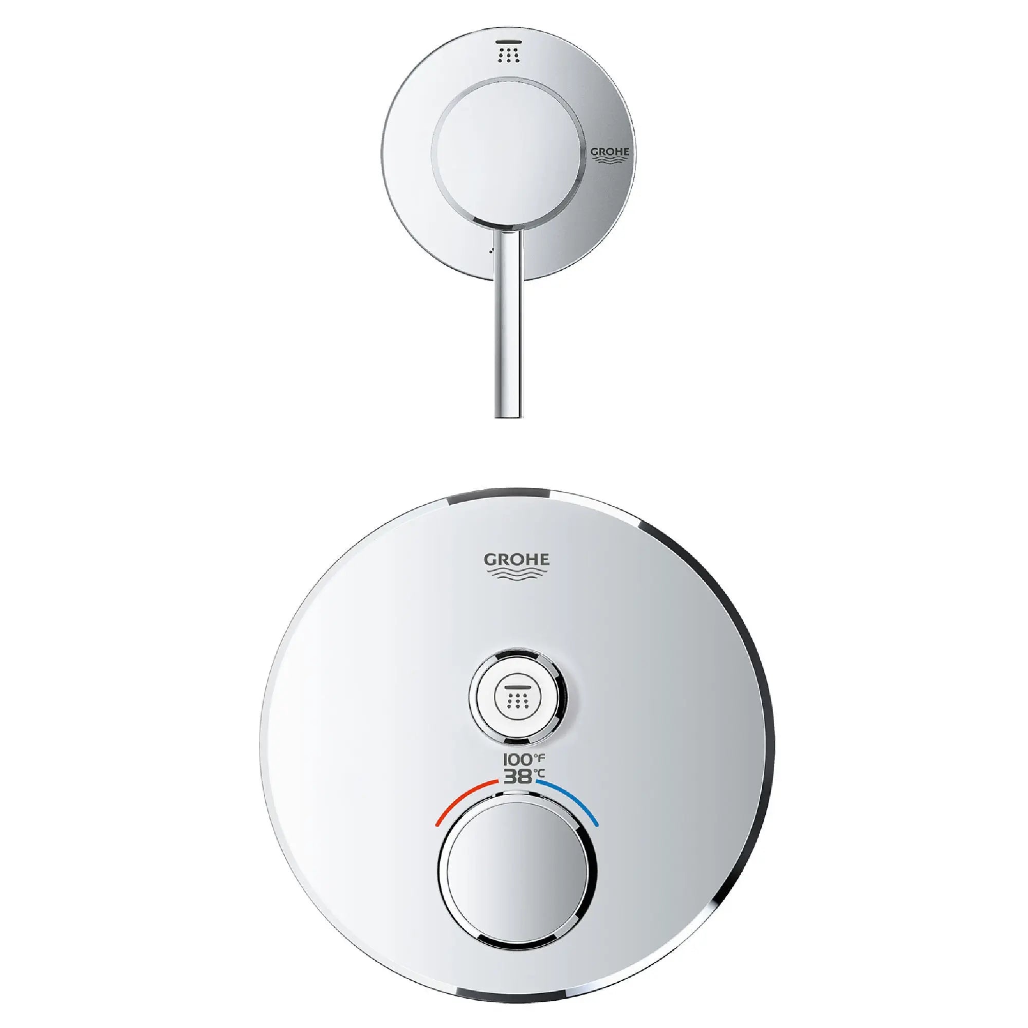 Single Function Thermostatic Valve Trim // GROHE STARLIGHT CHROME // 163553_29136000_29108001_0_CDNwebp.webp