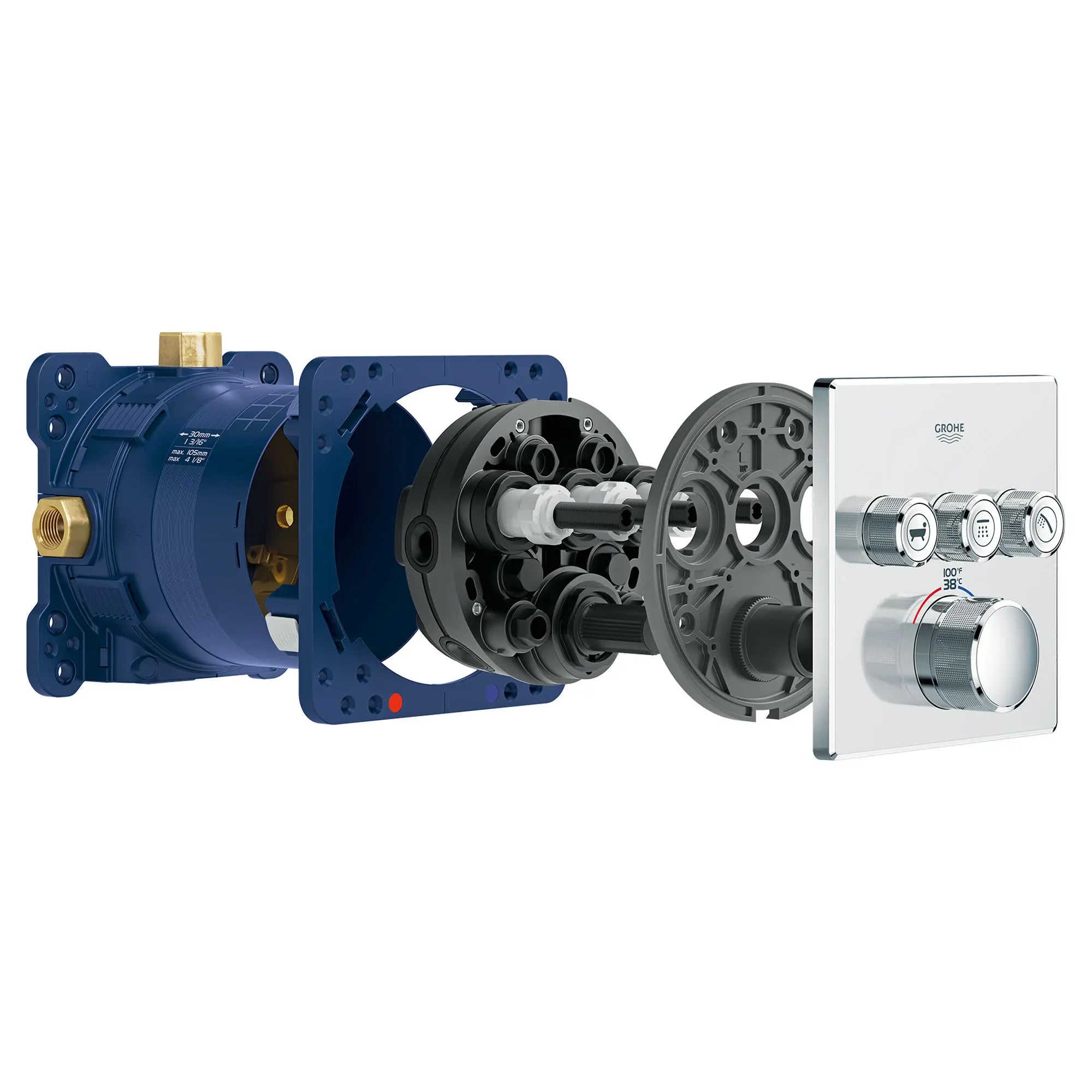 Triple Function Thermostatic Valve Trim // GROHE STARLIGHT CHROME // 163572_ZZH_29142000_016_01_0_CDNwebp.webp