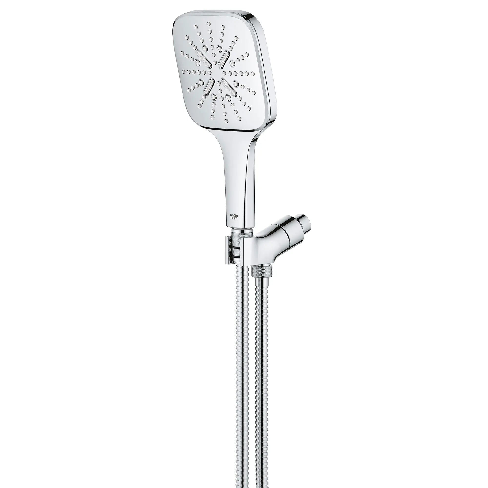 Hand Shower - 3 Sprays, 1.75 gpm (6.6 L/min) // GROHE STARLIGHT CHROME // 163585_26605000-Rainshower-Smartactive-Handshower-Square-StarLight-Chrome-Silo-1_0_CDNwebp.webp