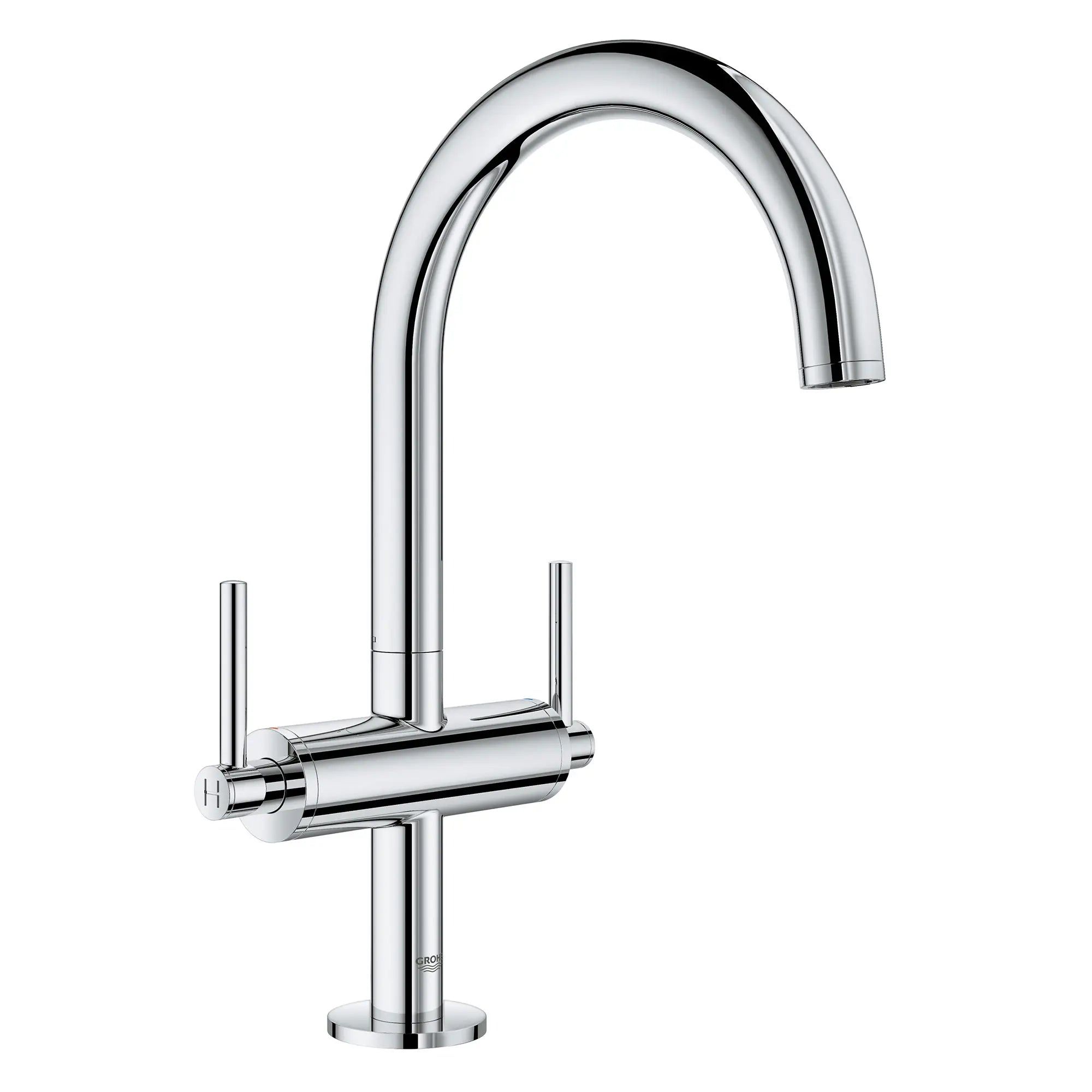Single Hole Two-Handle L-Size Bathroom Faucet 1.2 GPM // GROHE STARLIGHT CHROME // 163600_21027003-Atrio-Single-Hole-Bathroom-Faucet-L-Size-in-Chrome-Silo-2_0_CDNwebp.webp