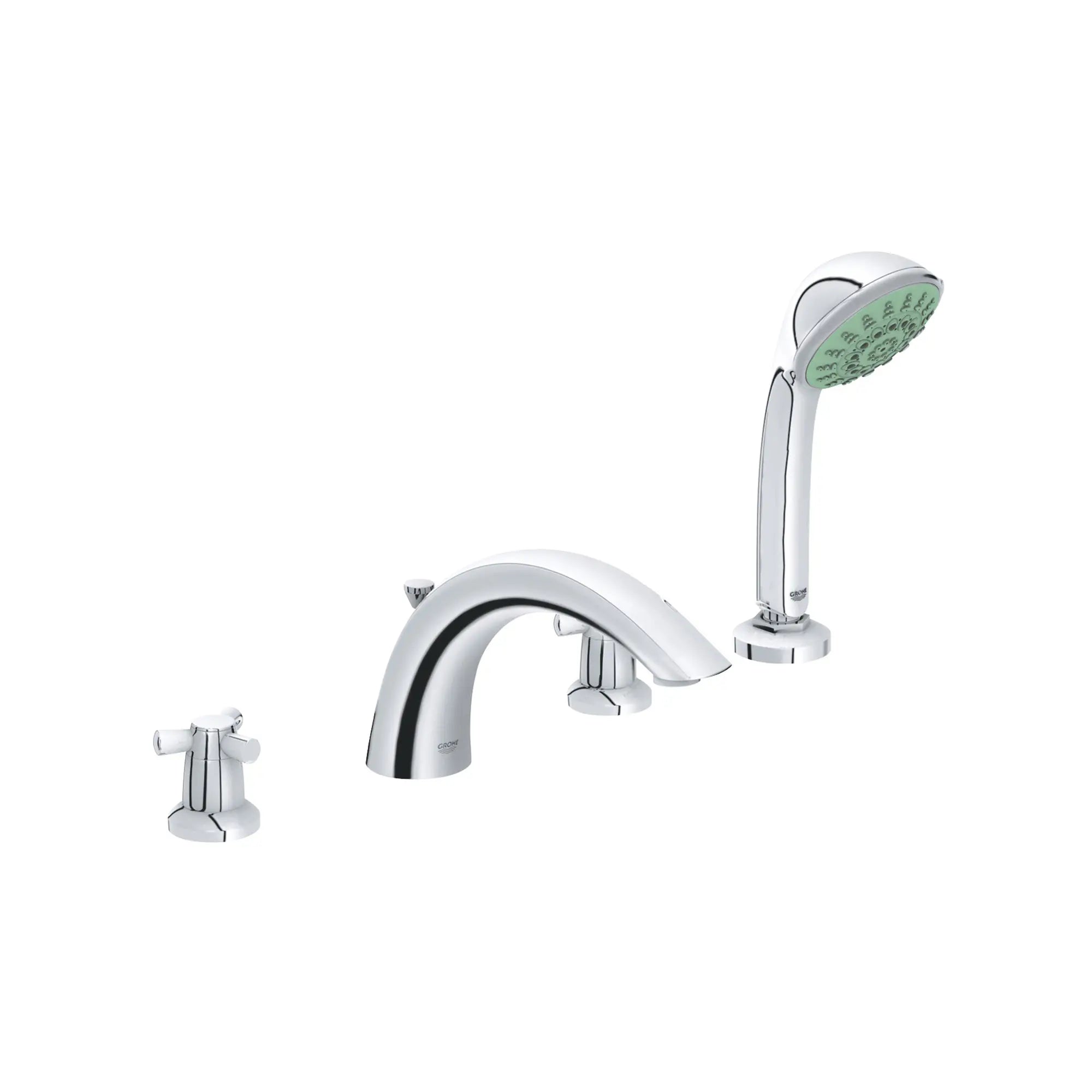 4-Hole 2-Handle Deck Mount Roman Tub Faucet with 2.5 GPM Hand Shower // GROHE STARLIGHT CHROME // 163627_25072000-Arden-Roman-Tub-Filler-With-Personal-Hand-Shower-in-Starlight-Chrome-Silo-2_0_CDNwebp.webp