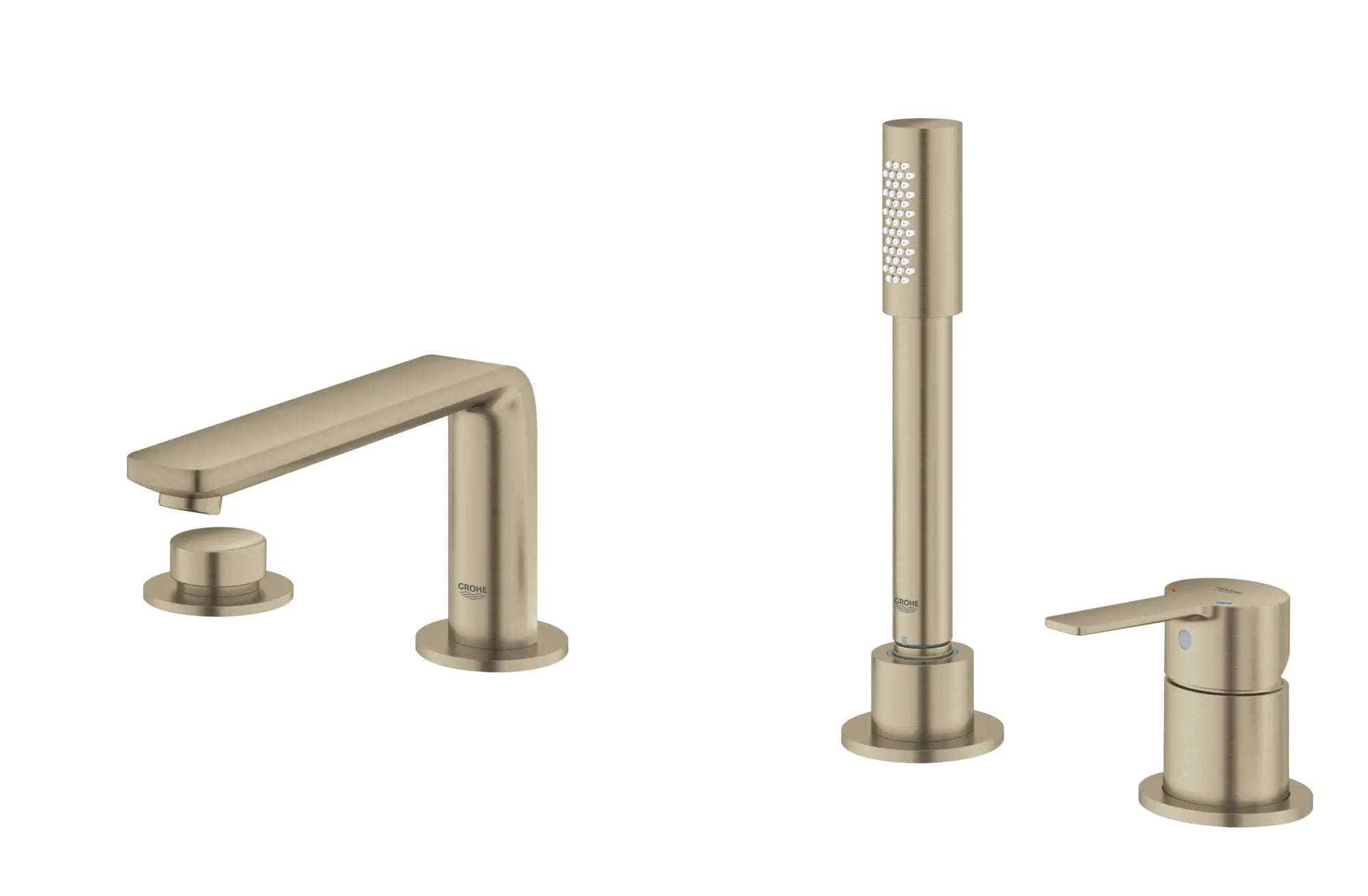 4-Hole Single-Handle Deck Mount Roman Tub Faucet with 1.75 GPM (6.6 L/min) Hand Shower // BRUSHED NICKEL INFINITYFINISH // 163671_19577EN1_002_01_0_CDNwebp.webp