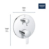 [29425000] COSMOPOLITAN PRESSURE BALANCE VALVE TRIM WITH 3-WAY DIVERTER WITH CARTRIDGE - GROHE StarLight Chrome