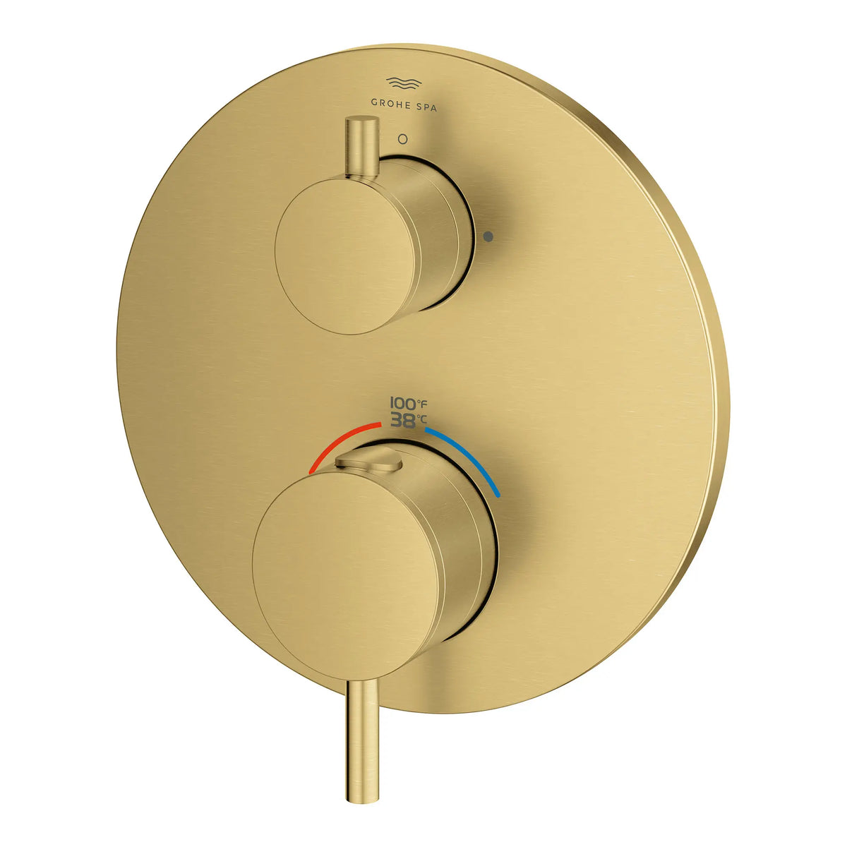 Atrio Dual Function 2-Handle Thermostatic Valve Trim // BRUSHED COOL SUNRISE // 163789_Atrio_SiloLeft_24361GN0_0001_Feb2023_0_CDNwebp_18e1e8c7-b6b7-443b-9ffe-c35150437bec.webp