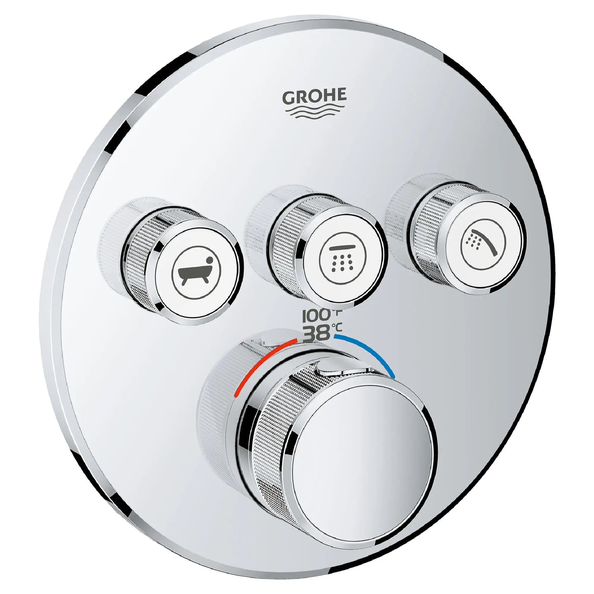 Triple Function Thermostatic Valve Trim // GROHE STARLIGHT CHROME // 163808_29138000_0_CDNwebp.webp