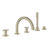 [25049EN3] 5-Hole 2-Handle Deck Mount Roman Tub Faucet with 1.75 GPM Hand Shower - GROHE StarLight Chrome
