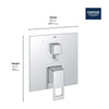 [29426000] EUROCUBE PRESSURE BALANCE VALVE TRIM WITH 3-WAY DIVERTER WITH CARTRIDGE - GROHE StarLight Chrome