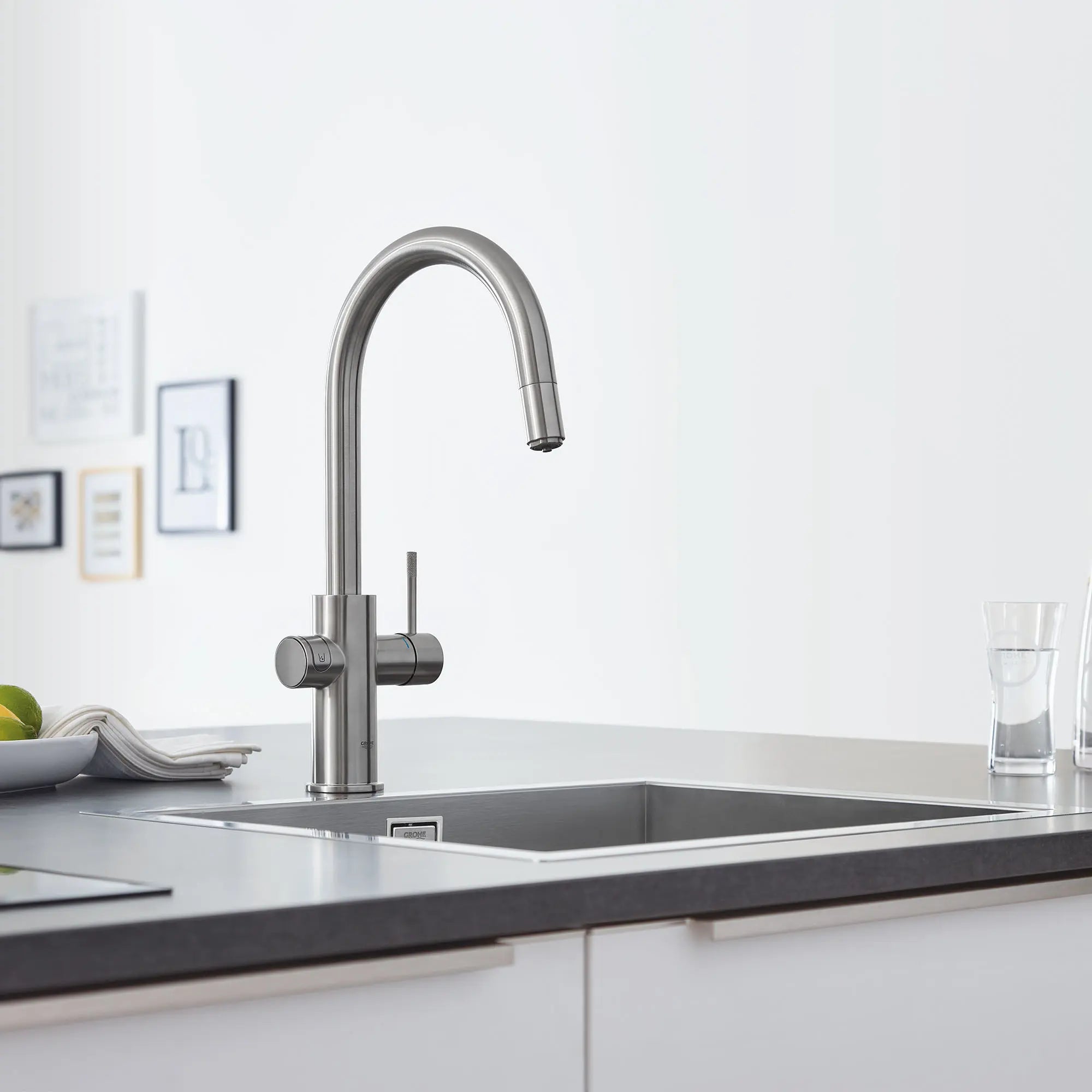 GROHE Blue Single-Handle Pull Down Kitchen Faucet Single Spray 1.75 GPM (6.6 L/min) with Chilled & Sparkling Water // SUPERSTEEL INFINITYFINISH // 164048_B-31251DC2_0_CDNwebp.webp