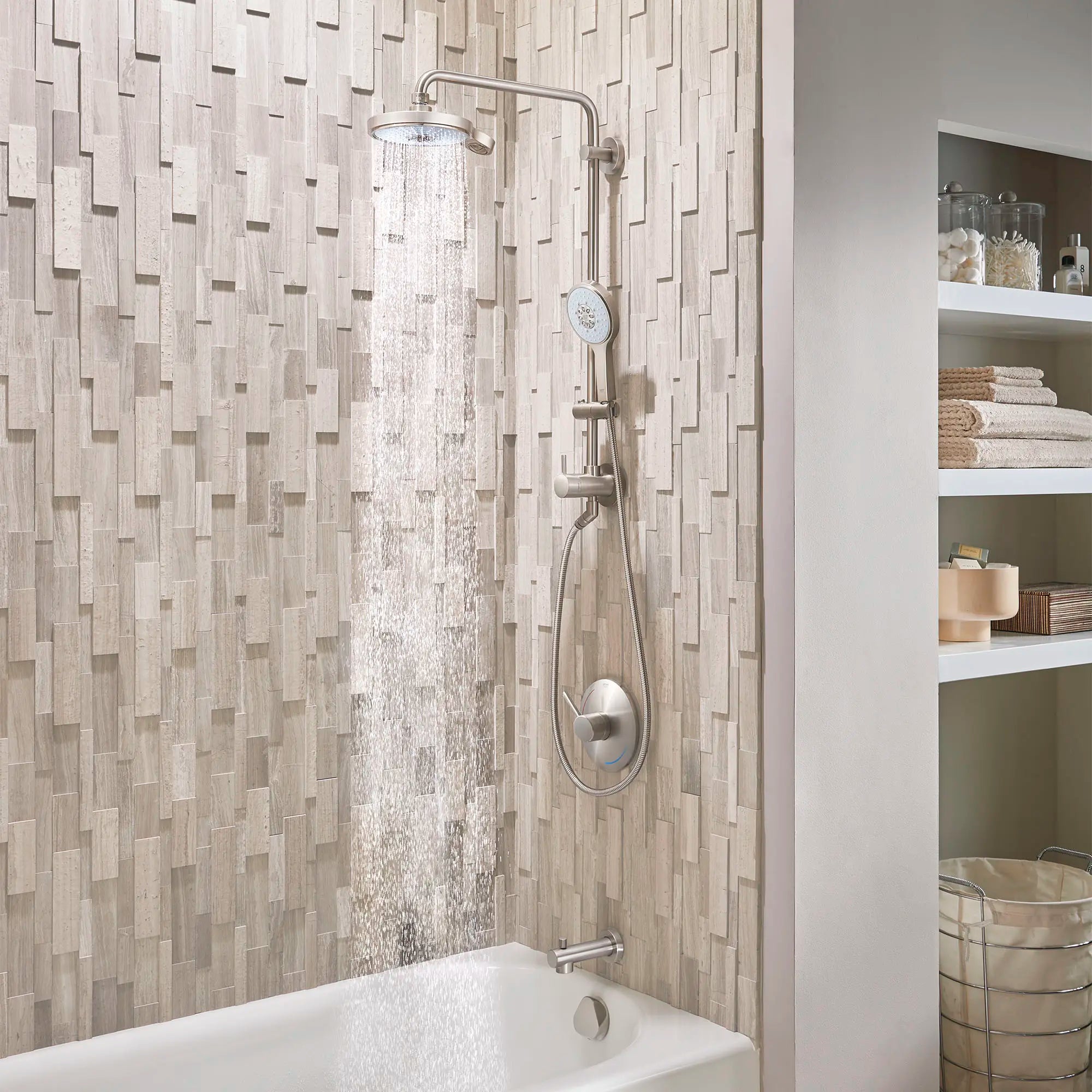 25" Shower System // BRUSHED NICKEL INFINITYFINISH // 164396_Grohe_Retro_Fit_26487EN0_27765ENO_27664ENO_TubVigHeadShowerOn_1__0_CDNwebp.webp