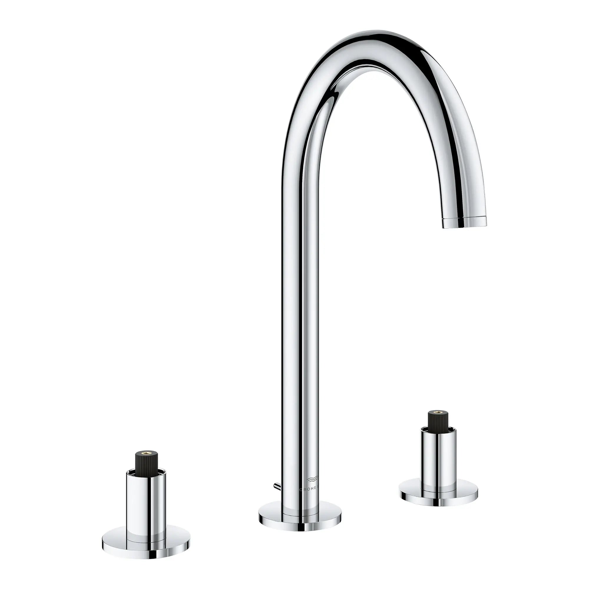 Atrio 8-inch Widespread 2-Handle M-Size Bathroom Faucet without Handles, 1.2 GPM (4.5 L/min) // GROHE STARLIGHT CHROME // 164418_Atrio_SiloRight_20659000_003_Feb2023_0_CDNwebp.webp