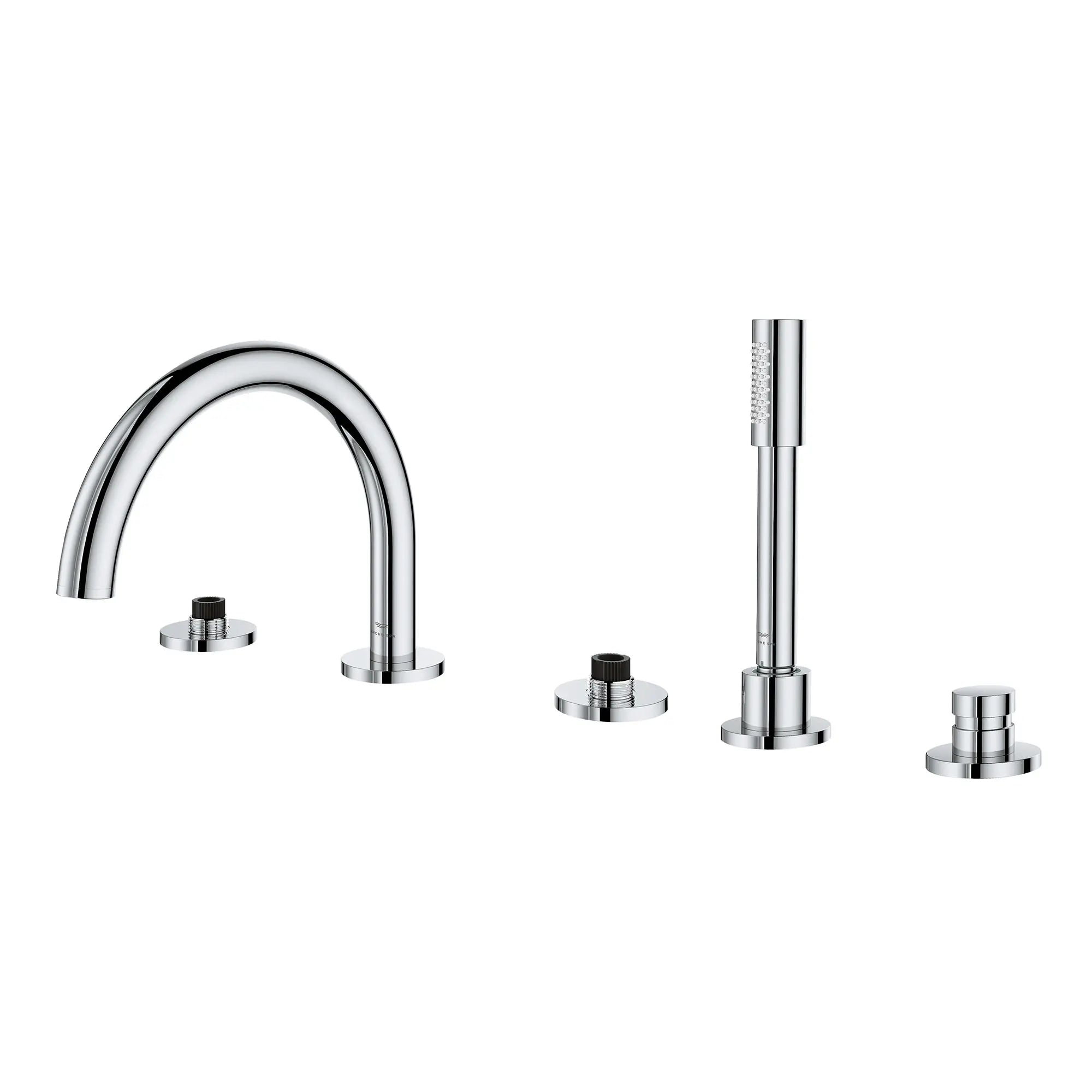5-Hole 2-Handle Deck Mount Roman Tub Faucet with 6.6 L/min (1.75 GPM) Hand Shower // GROHE STARLIGHT CHROME // 164436_Atrio_SiloLeft_25274000_001_Feb2023_0_CDNwebp.webp