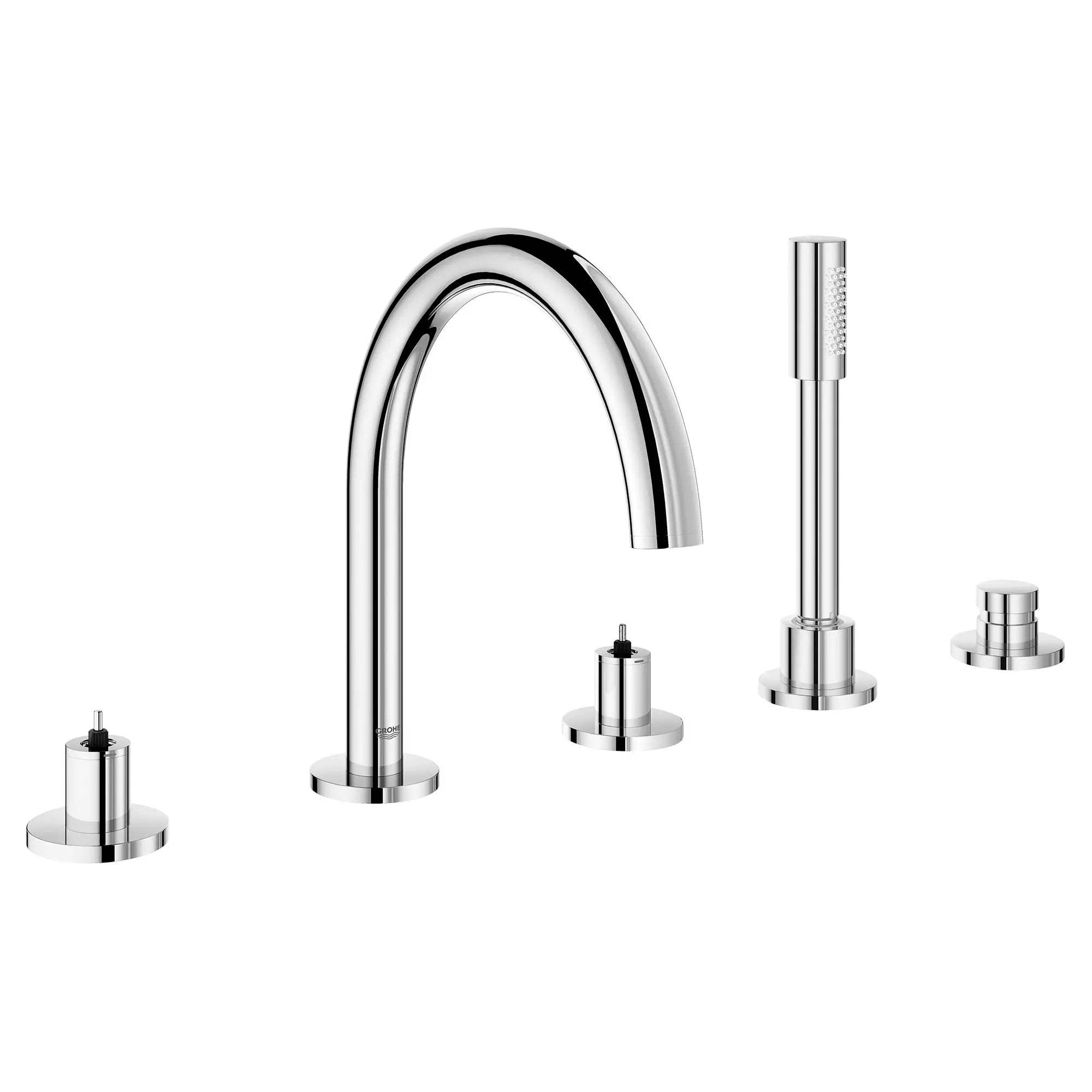 5-Hole 2-Handle Deck Mount Roman Tub Faucet with 1.75 GPM Hand Shower // GROHE STARLIGHT CHROME // 164530_25049003_2_0_CDNwebp.webp