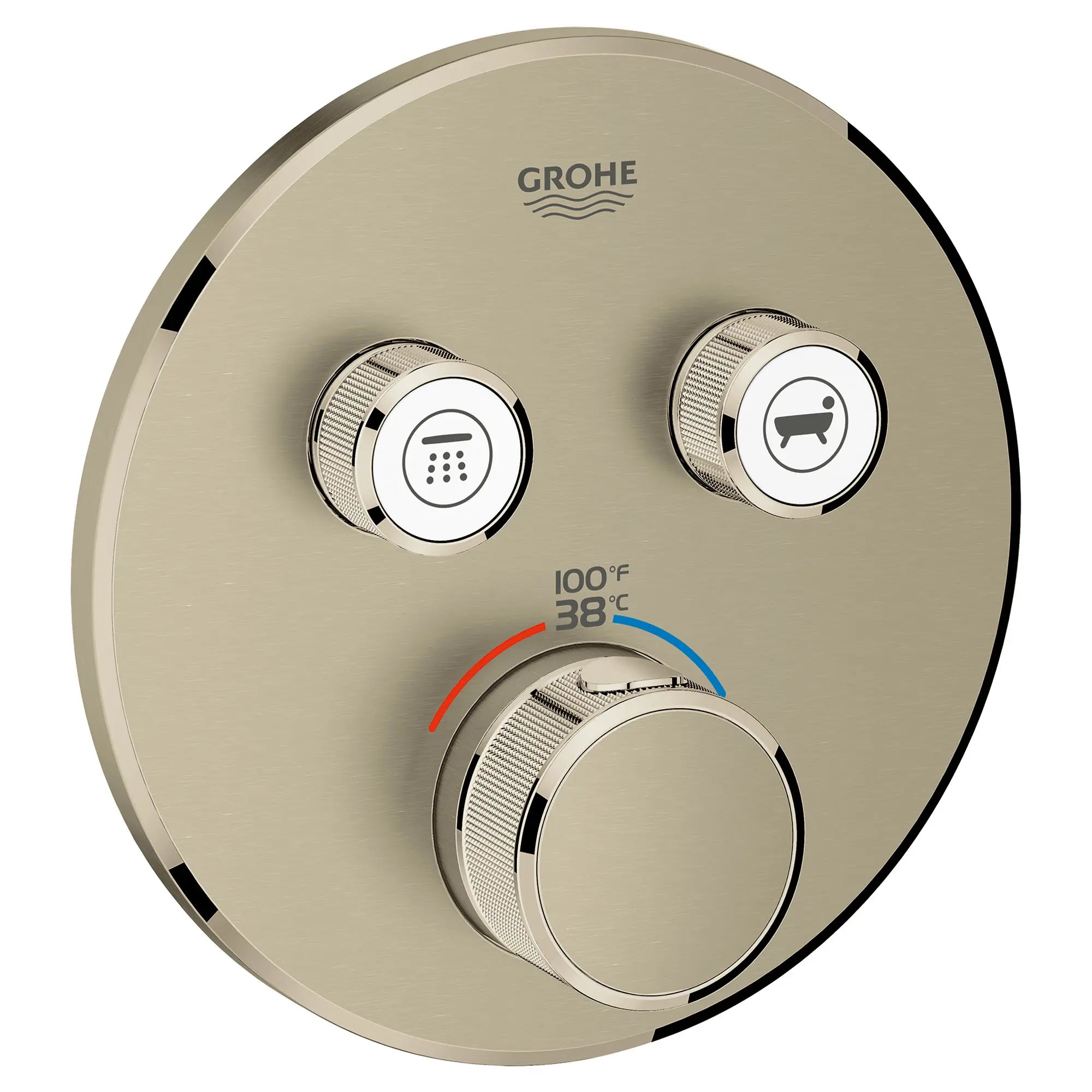 Dual Function Thermostatic Valve Trim // BRUSHED NICKEL INFINITYFINISH // 164601_29137EN0_0_CDNwebp.webp