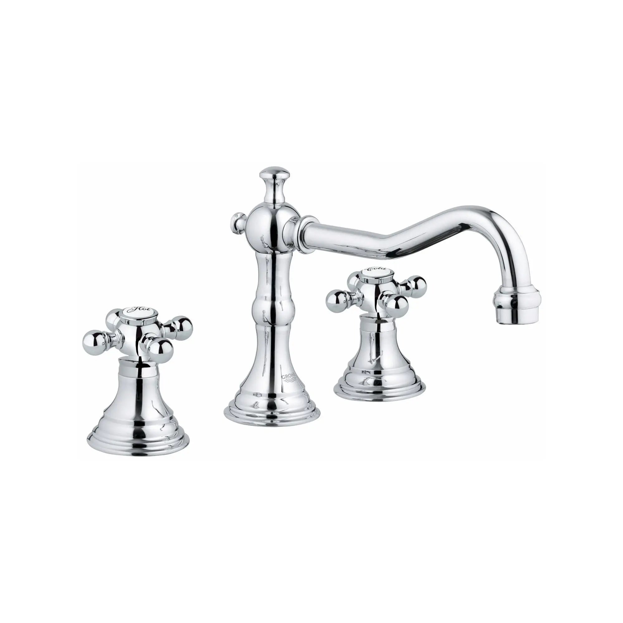 Bridgeford 8 in. Widespread 2-Handle 3-Hole Bathroom Faucet // GROHE STARLIGHT CHROME // 164660_2013400A-Bridgeford-8-in-Widespread-2-Handle-3-Hole-Bathroom-Faucet-12-GPM-in-Chrome-Silo-2_0_CDNwebp.webp