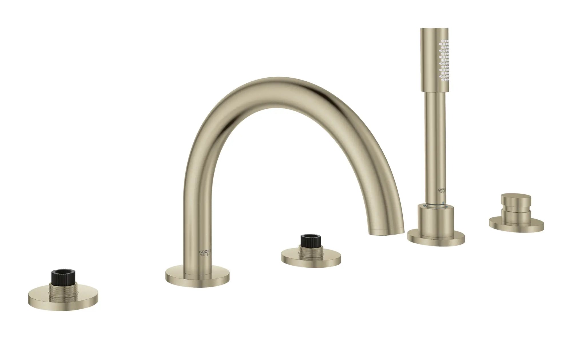5-Hole 2-Handle Deck Mount Roman Tub Faucet with 1.75 GPM Hand Shower // BRUSHED NICKEL INFINITYFINISH // 164744_25049EN3_0_CDNwebp.webp