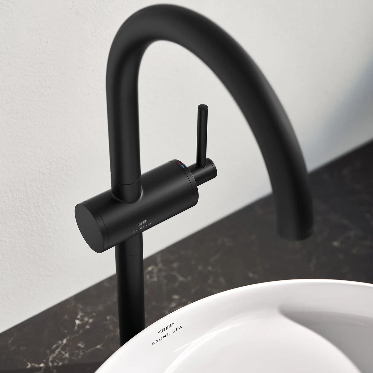 Atrio Single Hole Single-Handle L-Size Bathroom Faucet, 1.2 GPM (4.5 L/min) // MATTE BLACK // 164858_Atrio_EnvironmentCloseUp_243502430_0002_Jun2023_0_CDNwebp_d763ffed-5be9-4b37-9554-7c0855e6b684.webp
