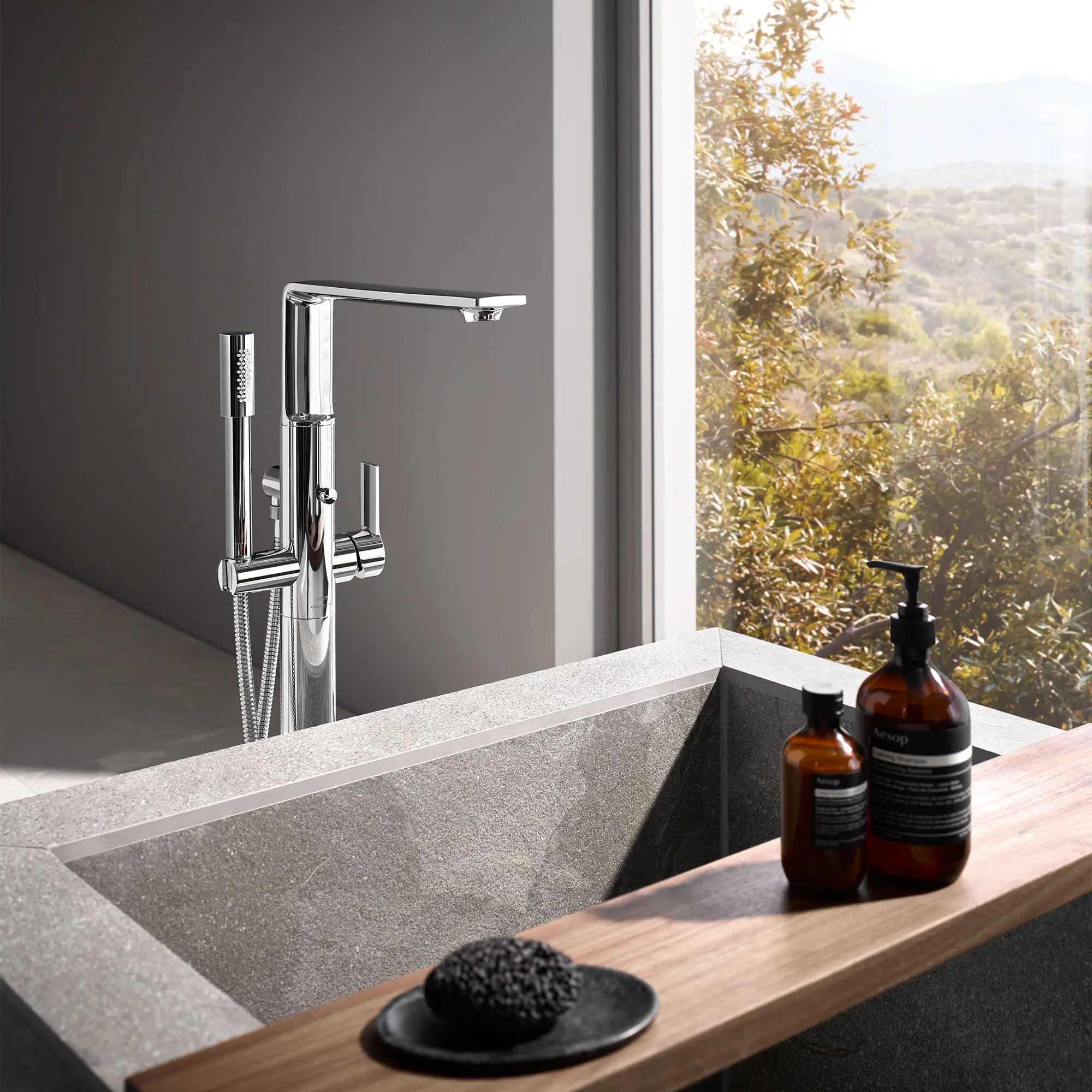 Allure Single-Handle Freestanding Tub Faucet with 1.75 GPM (6.6 L/min) Hand Shower // GROHE STARLIGHT CHROME // 165583_Allure_Environment_25222001_0001_May2023_0_CDNwebp.webp