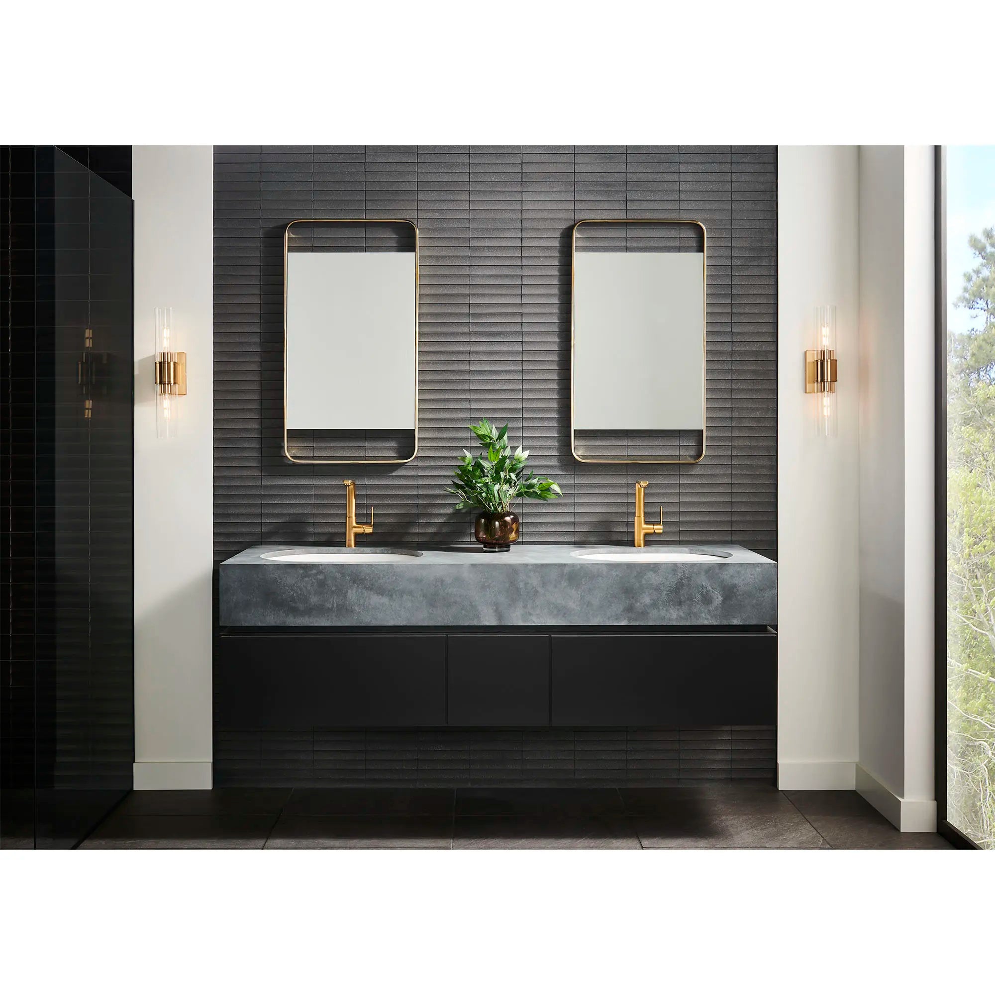 Single Hole Single-Handle L-Size Bathroom Faucet, 1.2 GPM (4.5 L/min) // BRUSHED COOL SUNRISE // 165867_Lineare_EnvironmentCloseUp_23825GNA_0003_Aug2023_0_CDNwebp.webp