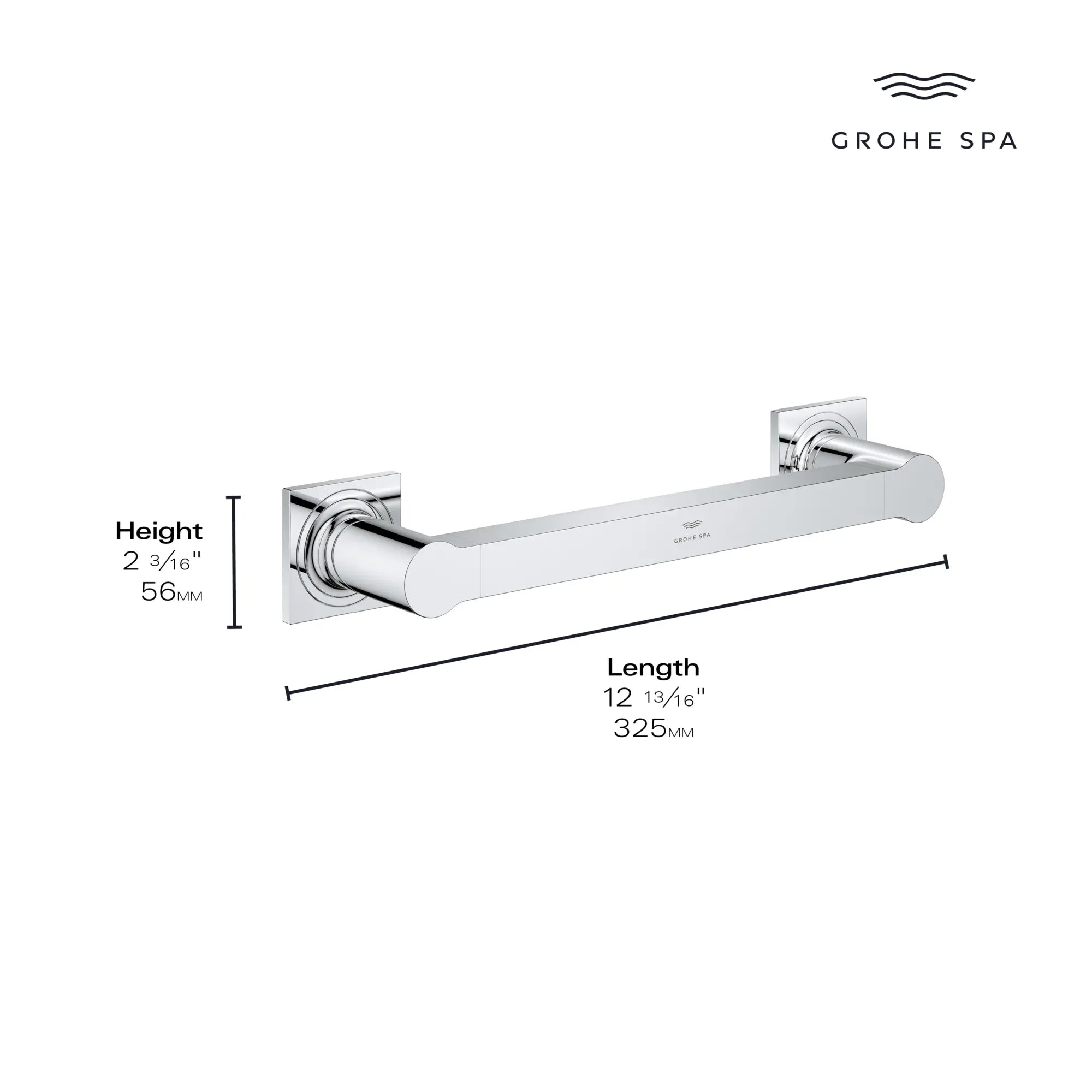 Allure 12" Grab Bar // GROHE STARLIGHT CHROME // 165974_Allure_Infographic_40955_0001_AUG2023_0_CDNwebp.webp