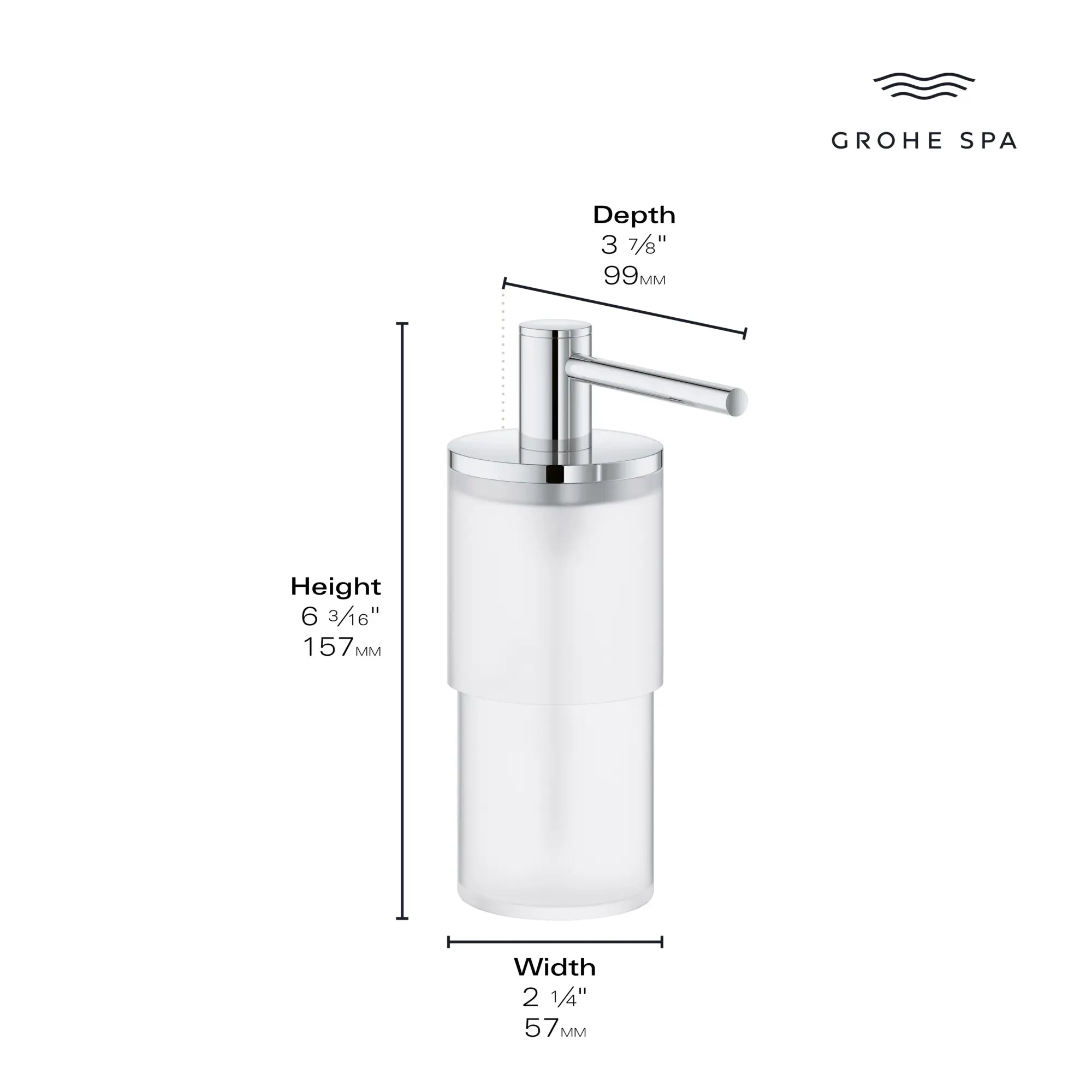 Atrio New Soap Dispenser // GROHE STARLIGHT CHROME // 166019_Atrio_Infographic_40886_0001_AUG2023_0_CDNwebp.webp
