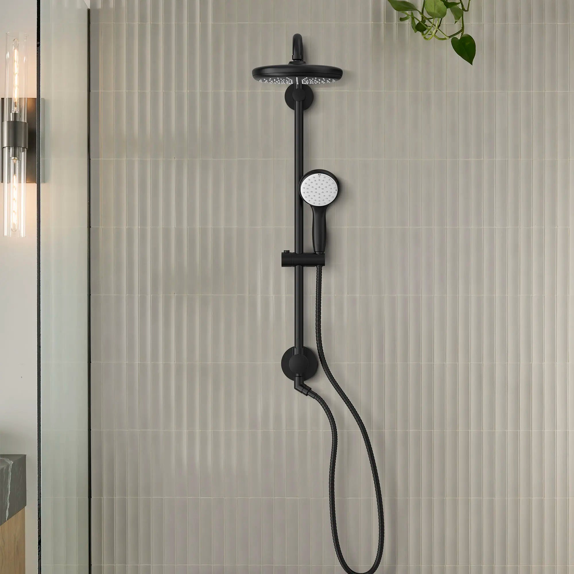 210 Shower System, 1.75 gpm (6.6 L/min) // MATTE BLACK // 176790_RetroFit_EnvironmentCloseUp_261232431_0001_Aug2023_0_CDNwebp.webp