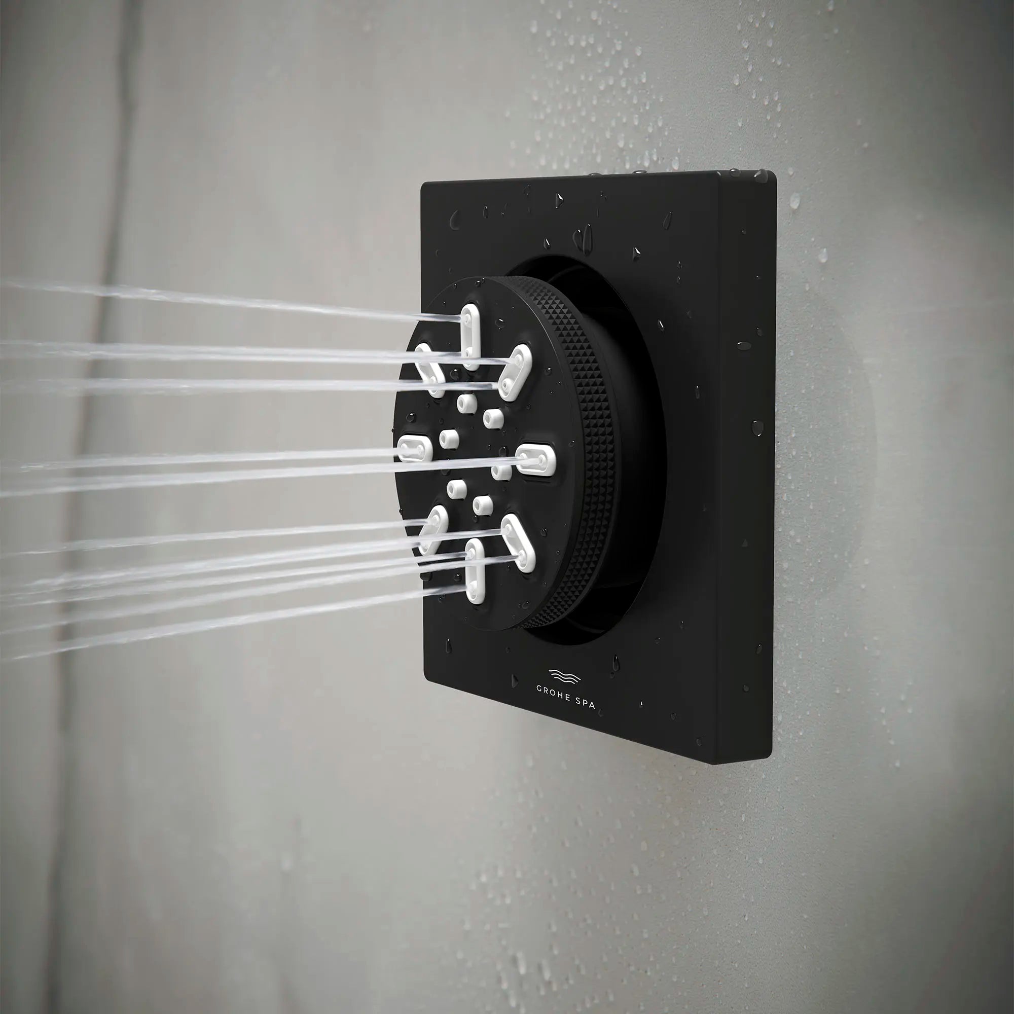 Rainshower Body Spray, Square - 2 Sprays, 0.9 GPM (3.4 L/min) // MATTE BLACK // 176797_Rainshower_EnvironmentCloseUp_268452430_0001_Aug2023_0_CDNwebp_b07c073e-466a-4f41-9656-a746a41faf33.webp